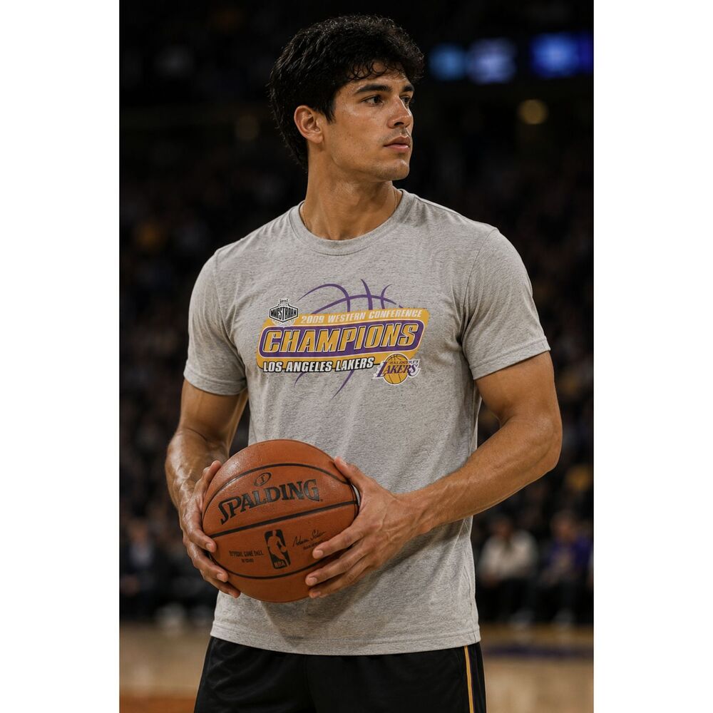 LA Lakers Western Conference 2008 Champions Tee Gray NBA Kobe Era T Shirt XL